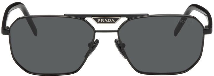 Photo: Prada Eyewear Black Logo Bridge Sunglasses