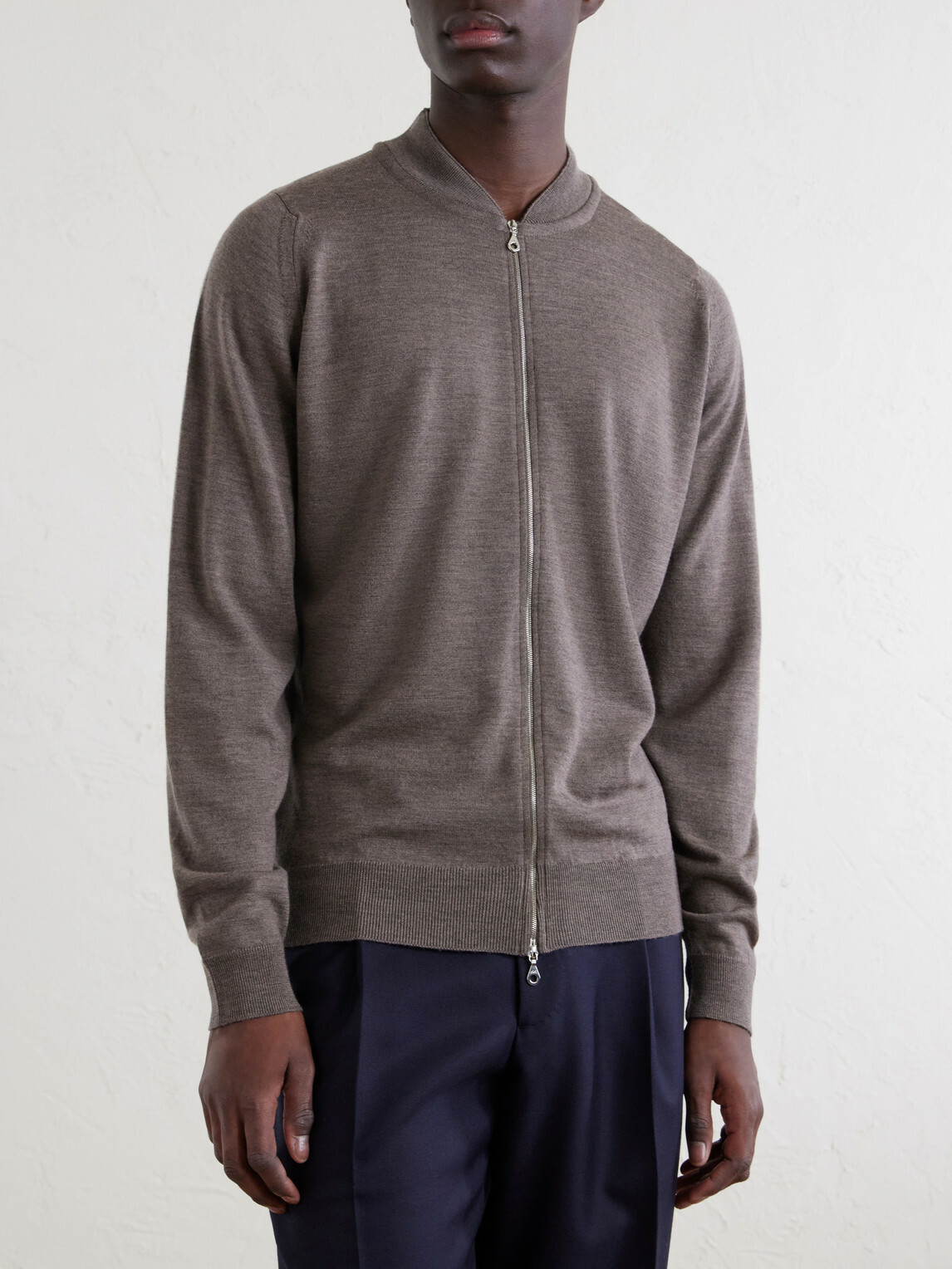 John Smedley - Maclean Merino Wool Zip-Up Sweater - Gray