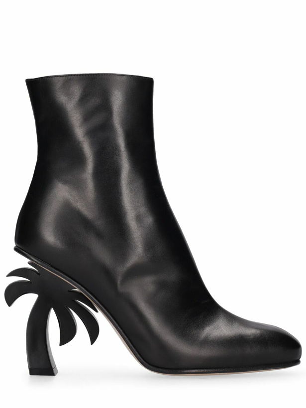 Photo: PALM ANGELS 110mm Palm Heel Leather Ankle Boots