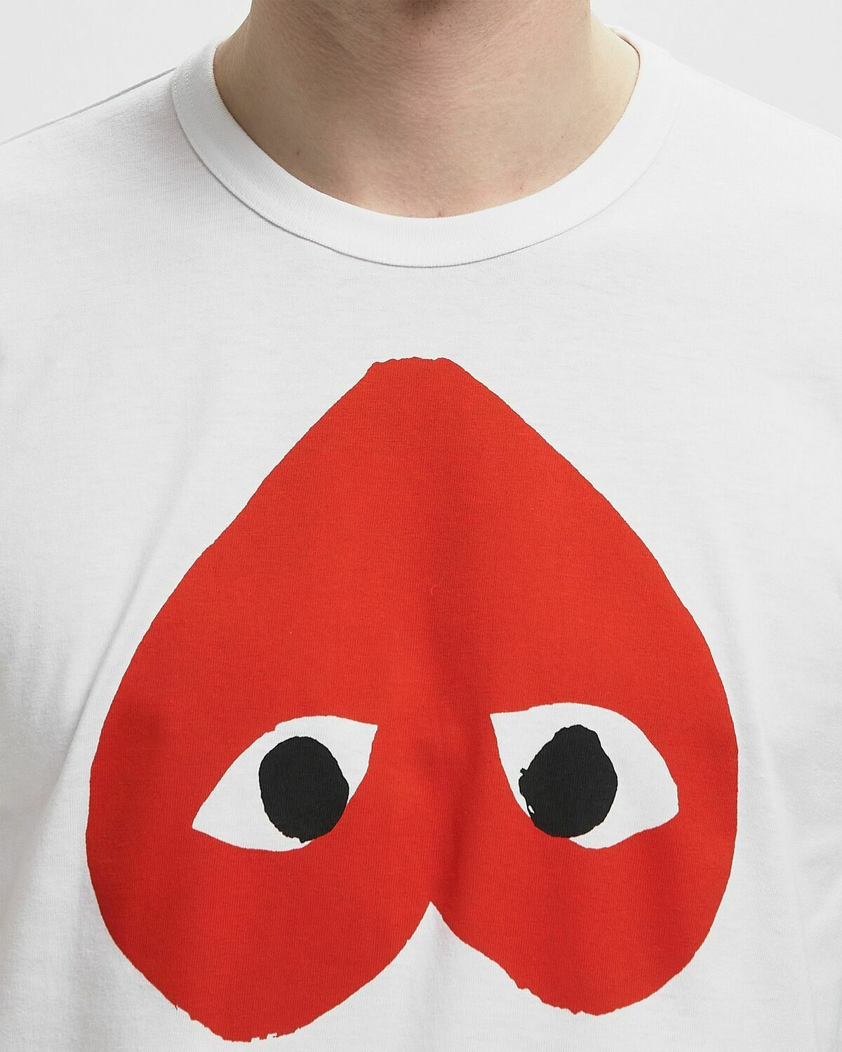 Comme des Garçons Play TEE LOGO PRINT KNIT White Mens Shortsleefe