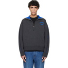 Givenchy Gray Couture Seam Half-Zipped Sweater