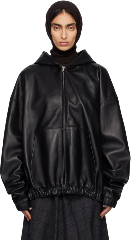 Photo: MARIE ADAM-LEENAERDT Black Leather Hoodie Jacket