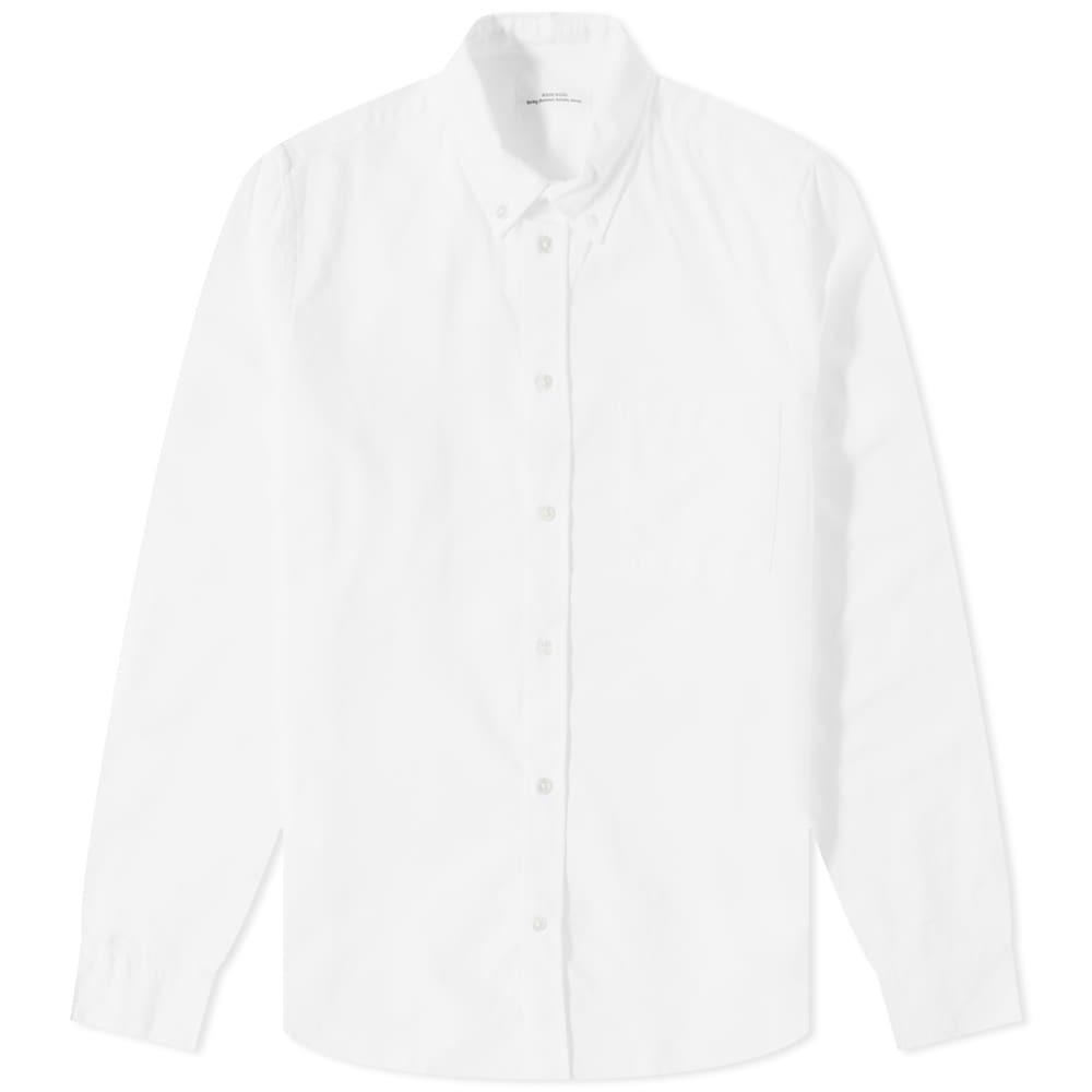 Wood Wood Men's Adam Button Down Oxford Shirt in Bright White