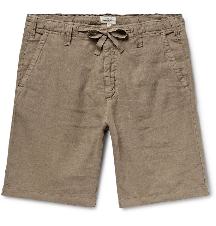 Photo: Hartford - Boy Slim-Fit Linen Drawstring Shorts - Brown