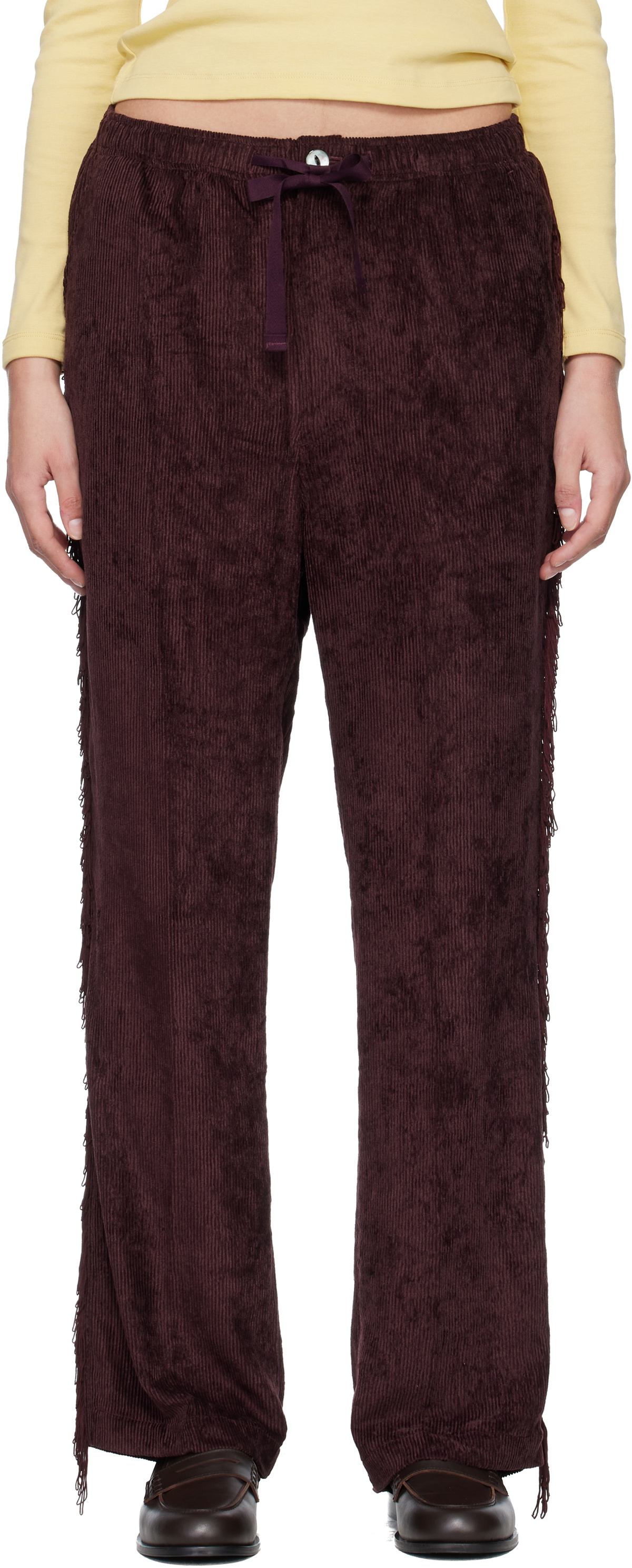 NEEDLES Burgundy Fringe String Lounge Pants