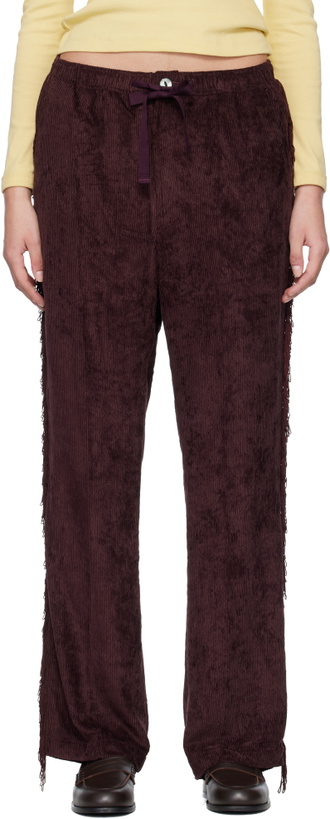 Photo: NEEDLES Burgundy Fringe String Lounge Pants