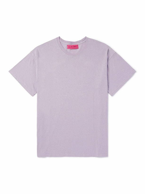 Photo: The Elder Statesman - Printed Cotton and Linen-Blend Jersey T-Shirt - Purple
