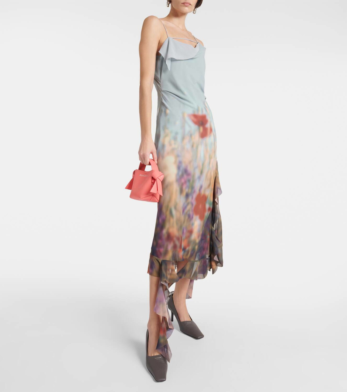 Acne Studios Delousi floral ruffled midi dress Acne Studios