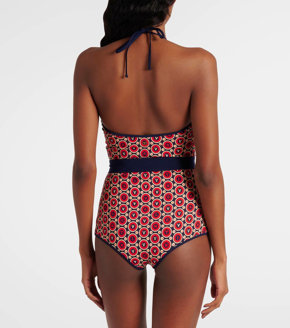 Valentino Printed belted swimsuit