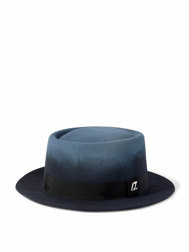 Photo: Christian Louboutin - Andaloubi Grosgrain-Trimmed Merino Wool-Felt Fedora - Blue