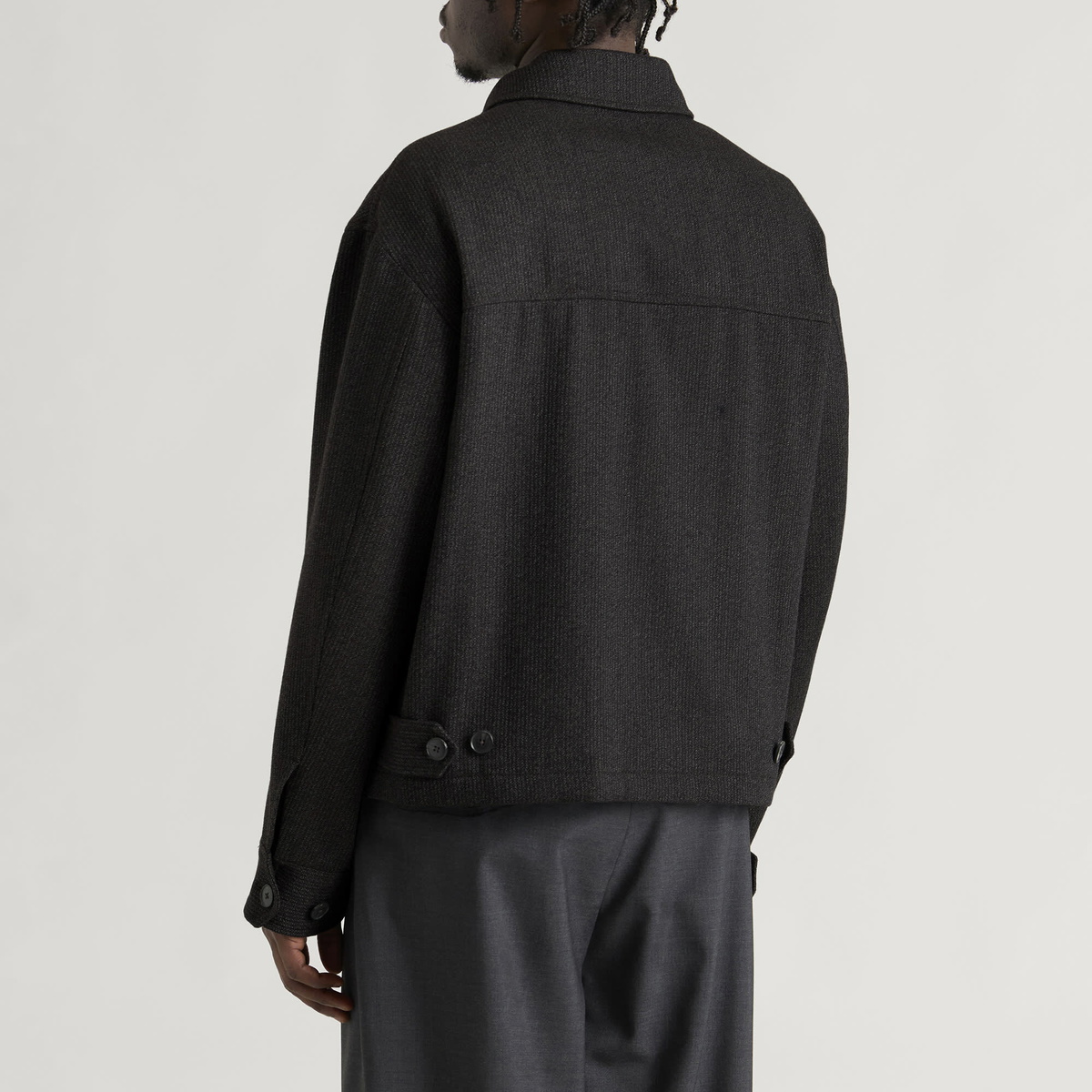 mfpen Men's Stripe Mail Jacket in Brown Melange Stripe