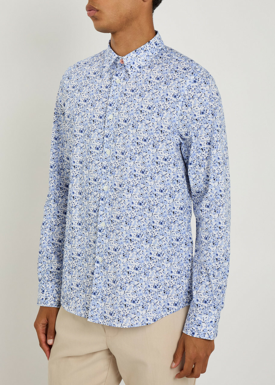 PS Paul Smith Patterned Tailored fit Stretch-cotton Shirt White