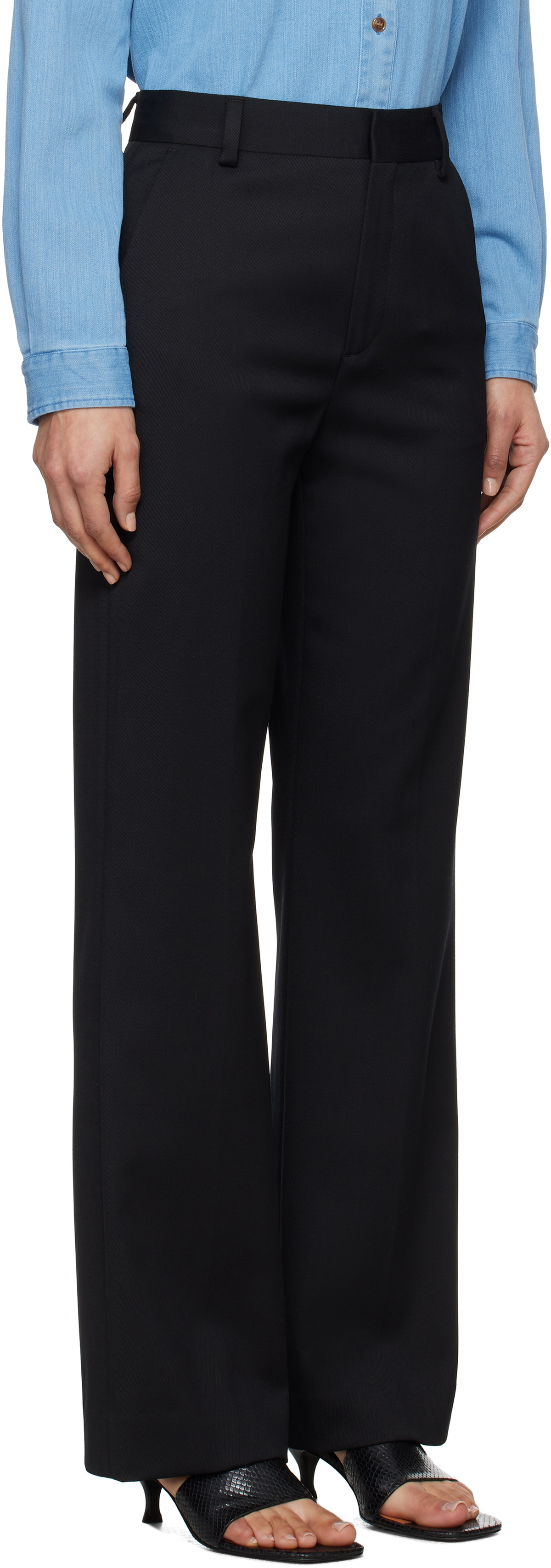 Filippa K Black High Waist Bootcut Trousers