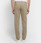 Incotex - Pleated Brushed Stretch-Cotton Trousers - Men - Mushroom