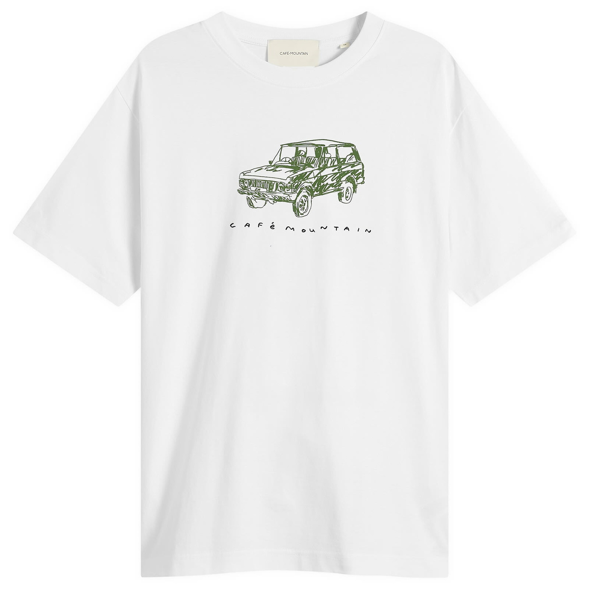 Café Mountain Men's Scrrible Rangey T-Shirt in Natural/Ivy Green