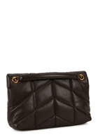 Saint Laurent - Women's Chocolate Quilted Lou Puffer Small Leather Shoulder Bag - Adjustable Chain Strap - One Size
