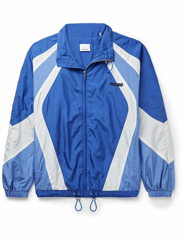 Photo: Isabel Marant - Logo-Appliquéd Colour-Block Shell Track Jacket - Blue