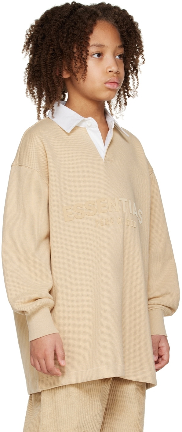Essentials Kids Beige Button Polo