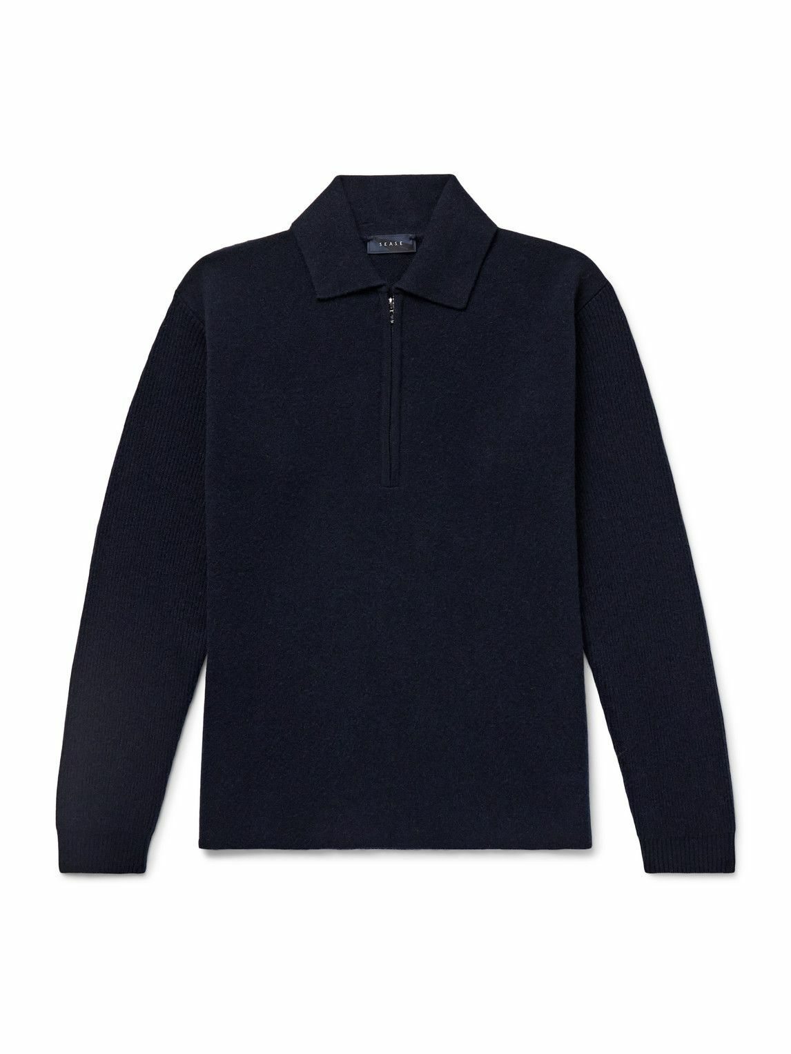SEASE - Virgin Wool and Cashmere-Blend Half-Zip Sweater - Blue