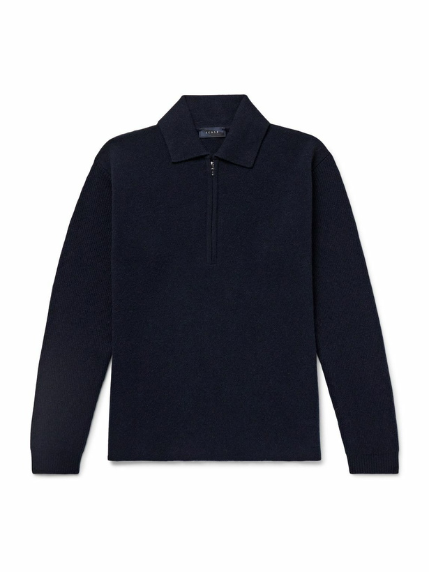 Photo: SEASE - Virgin Wool and Cashmere-Blend Half-Zip Sweater - Blue