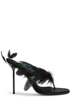 Paris Texas Lidia Feather 105 Crepe Thong Mules Black