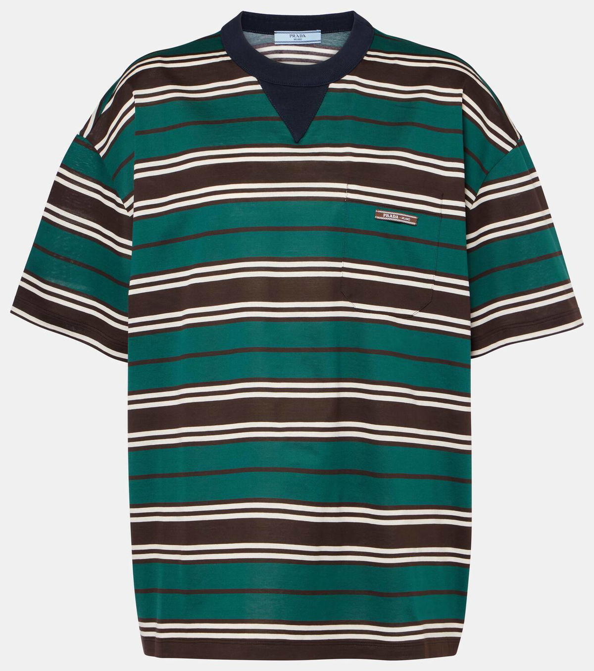 【PRADA】ストライププリントジャージートップ Prada Striped cotton jersey T-shirt Prada