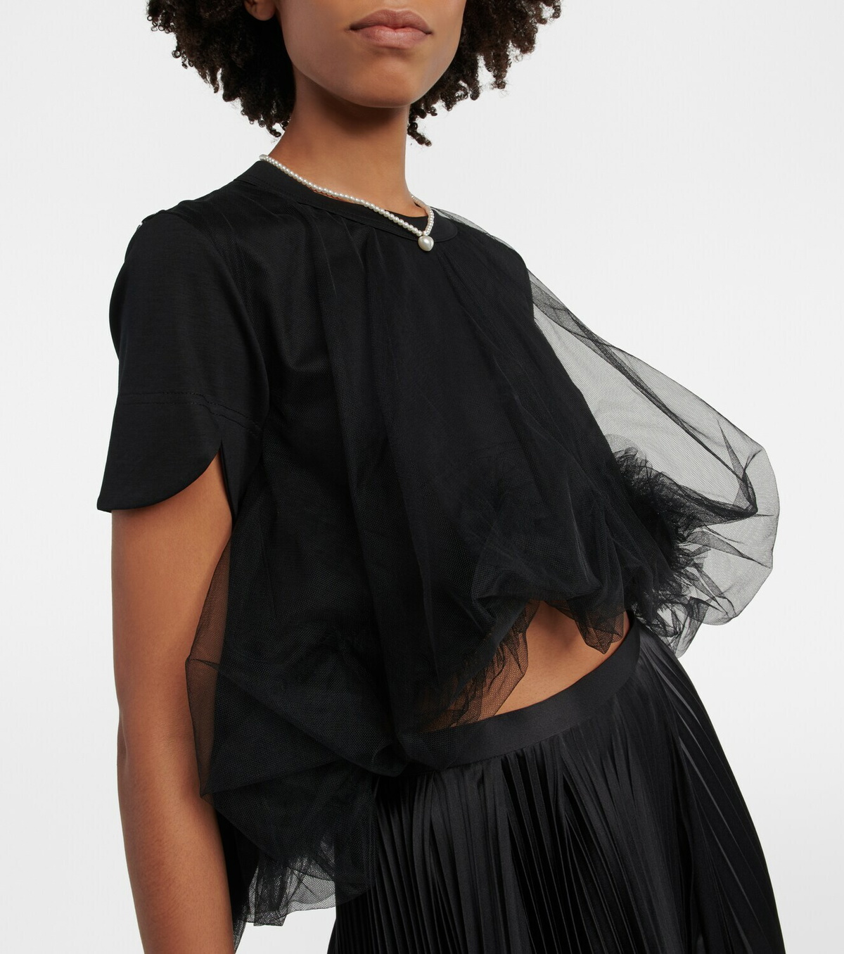 【最終値下げ】noir kei ninomiya トップス Noir Kei Ninomiya - Tulle-trimmed crop top Noir Kei Ninomiya