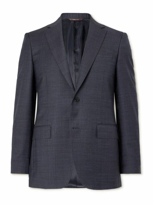 Photo: Canali - Super 130s Slim-Fit Checked Wool Suit Jacket - Blue