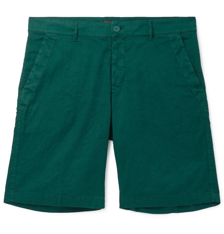 Photo: Barena - Slim-Fit Linen and Cotton-Blend Shorts - Green