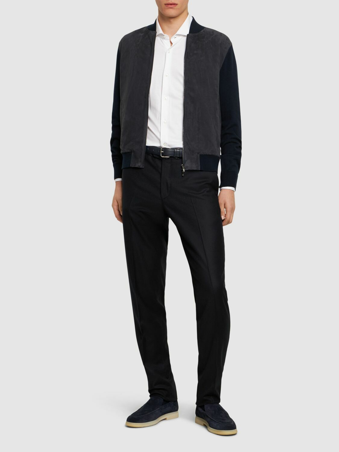 LORO PIANA Cashmere & Suede Bomber Jacket
