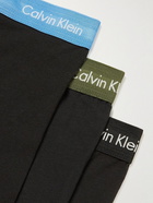 CALVIN KLEIN UNDERWEAR - Three-Pack Stretch-Cotton Boxer Briefs - Black