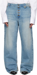 EGONlab Blue Contrasted Hem Jeans