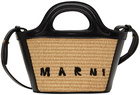 Marni Beige & Black Micro Raffia Tropicalia Tote