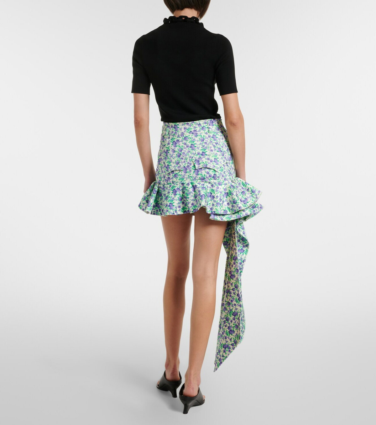 Rabanne Ruffled floral jersey miniskirt