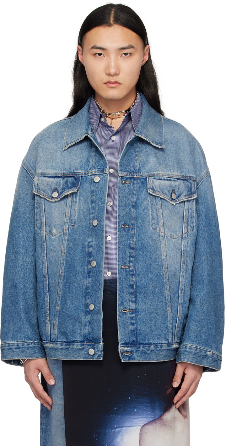 Acne Studios Blue Distressed Denim Jacket Acne Studios