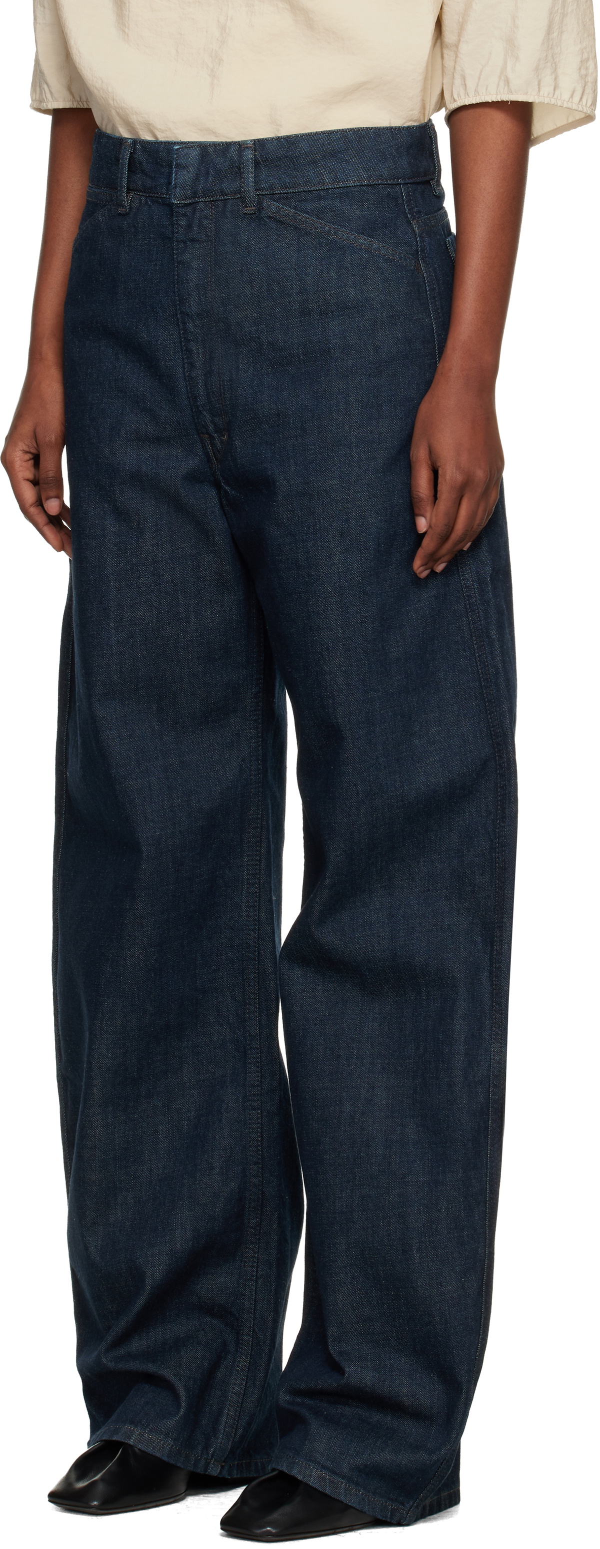 LEMAIRE Navy High Waisted Curved Jeans