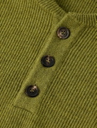 Incotex - Zanone Slim-Fit Ribbed Virgin Wool Henley Sweater - Green