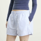 Calvin Klein Women's Cotton Poplin Sleep Short in Sera Stripe Blue Descent