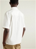 RÓHE - Striped Textured Cotton-Blend Poplin Shirt - White