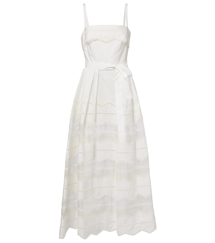 Photo: Elie Saab Belted organza-trimmed cotton maxi dress