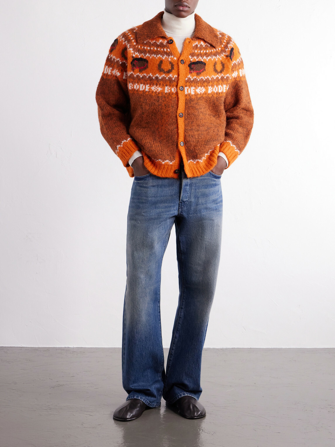 BODE - Corral Intarsia-Knit Alpaca-Blend Cardigan - Orange