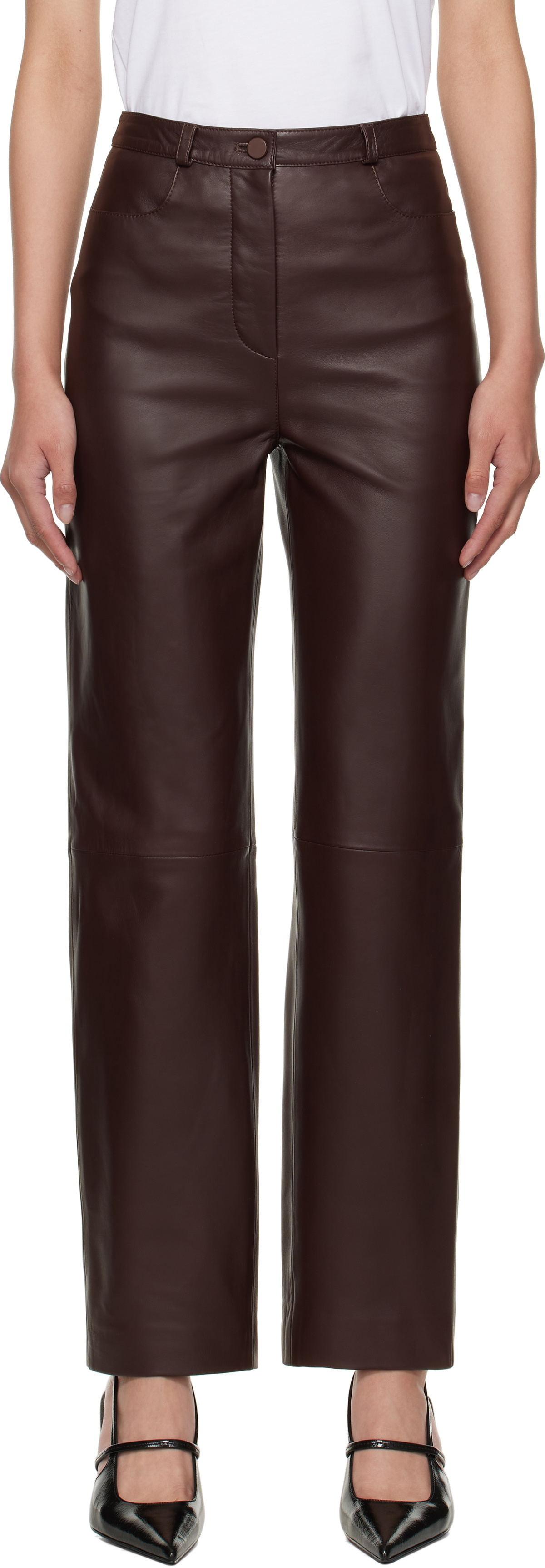 Loulou de Saison Burgundy Cobe Leather Pants