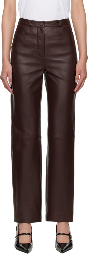 Photo: Loulou de Saison Burgundy Cobe Leather Pants
