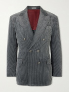 Brunello Cucinelli - Slim-Fit Double-Breasted Cotton-Corduroy Suit Jacket - Gray