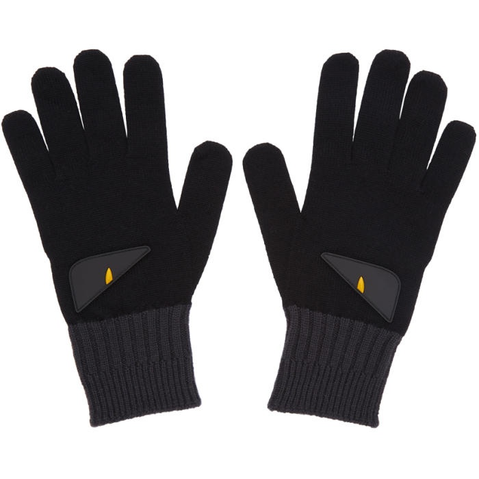 Photo: Fendi Black and Grey Bag Bugs Gloves