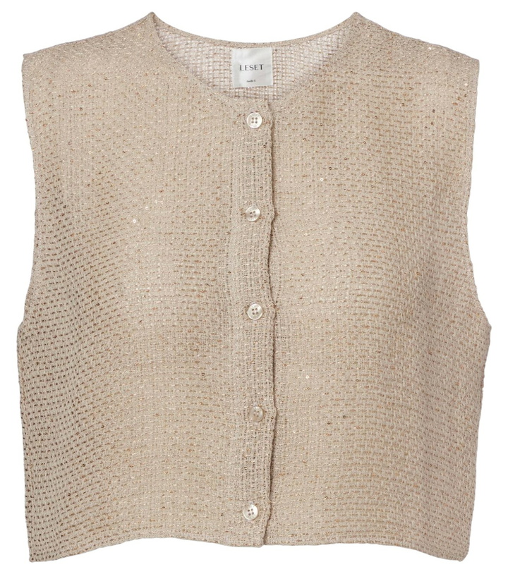 Photo: Leset Stella sequined linen-blend top