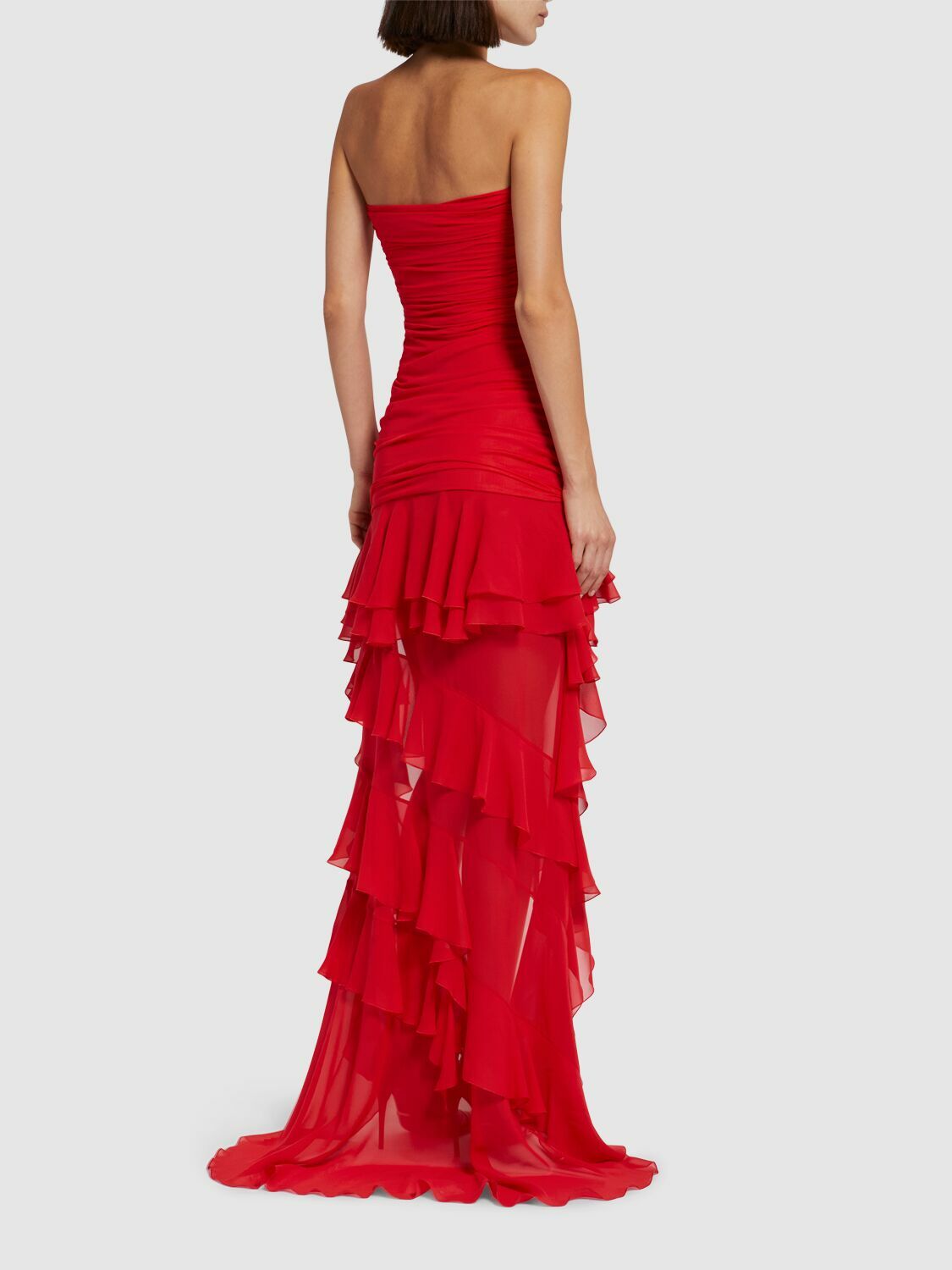 BLUMARINE Strapless Organza Dress with ruffles Blumarine