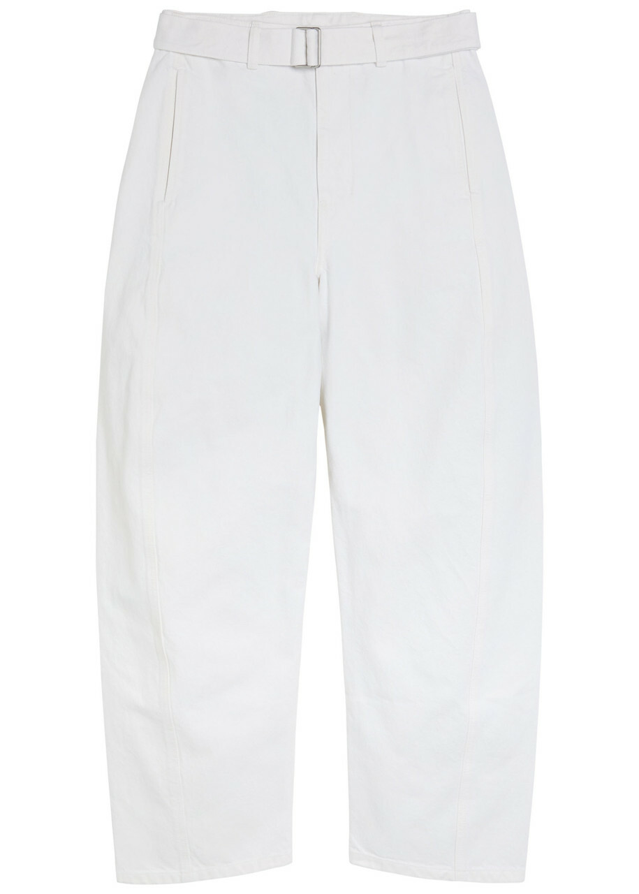 Lemaire Twisted Belted Barrel-leg Jeans Off White