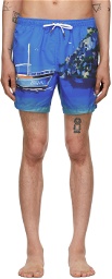 Ermenegildo Zegna Blue Capri Print Mid Swim Shorts