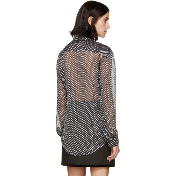 Anthony Vaccarello Black and Grey Flocked Spot Shirt